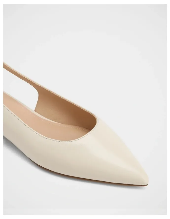 Wittner Mary Hi Shine Leather Slingback in Ivory