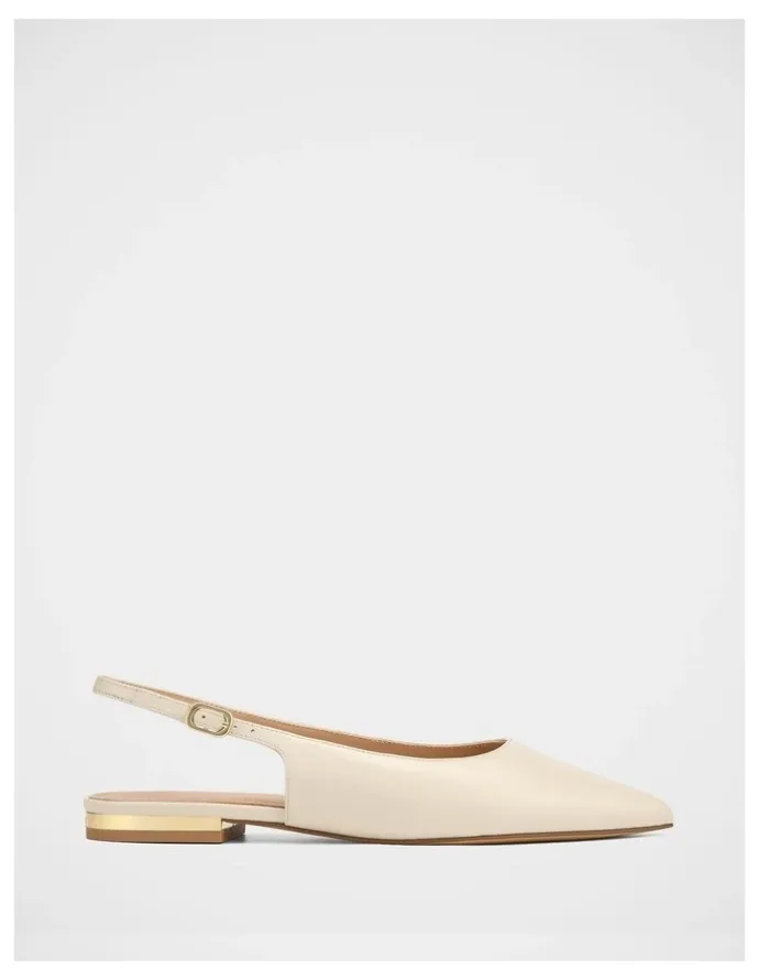 Wittner Mary Hi Shine Leather Slingback in Ivory