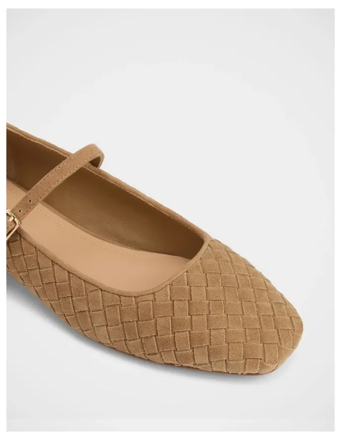 Wittner Annie Woven Leather Flat in Tan