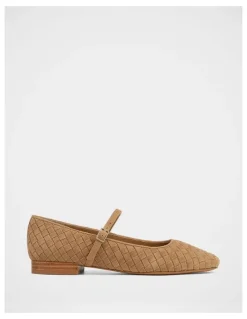 Wittner Annie Woven Leather Flat in Tan