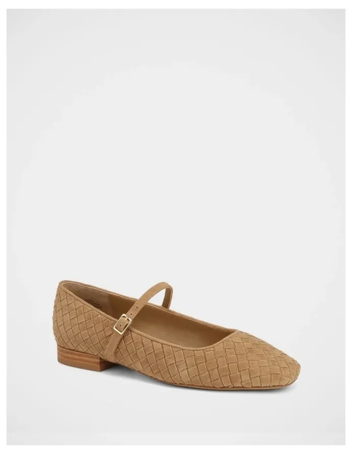 Wittner Annie Woven Leather Flat in Tan